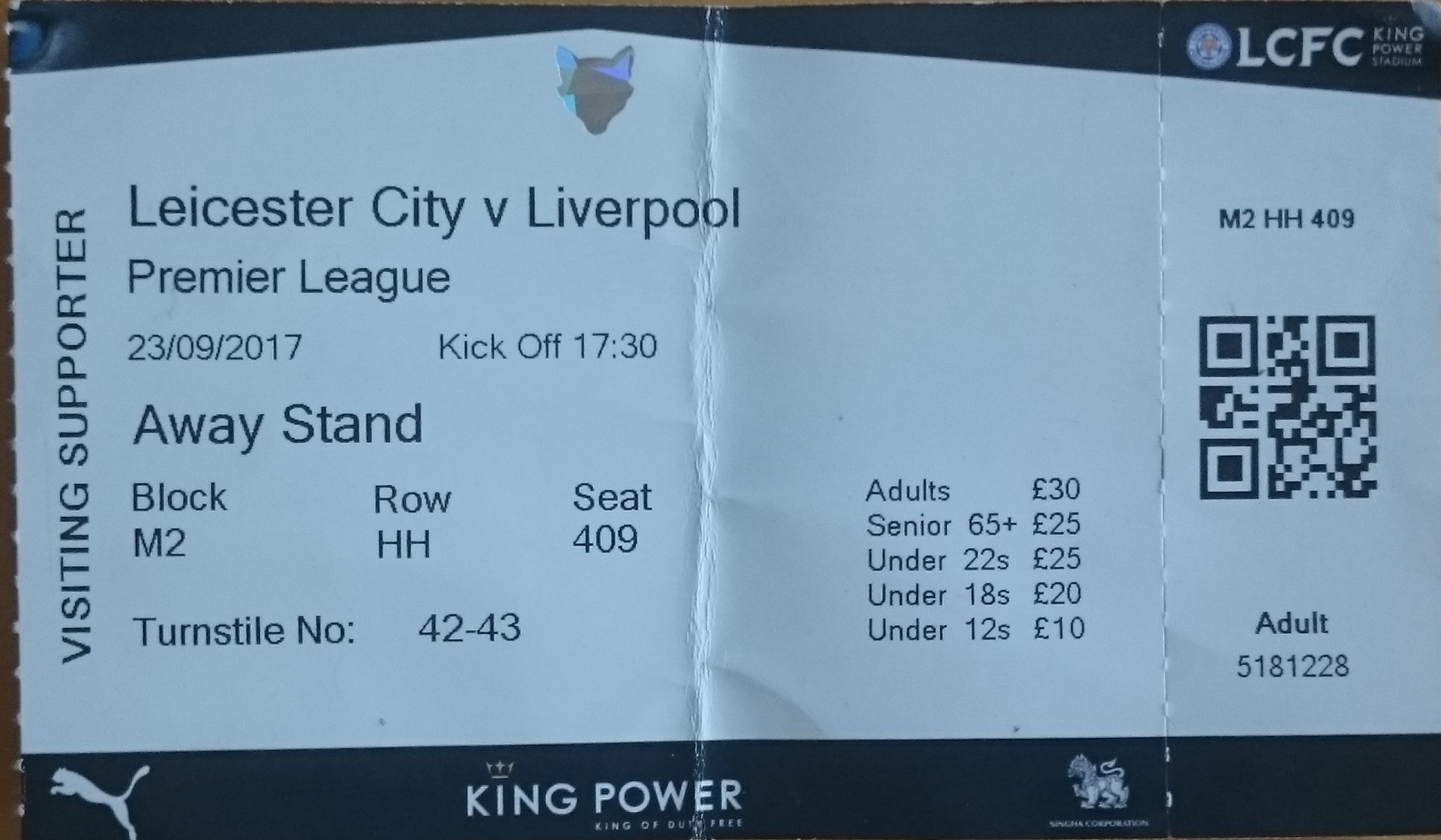 Matchdetails from Leicester City Liverpool played on Saturday 23