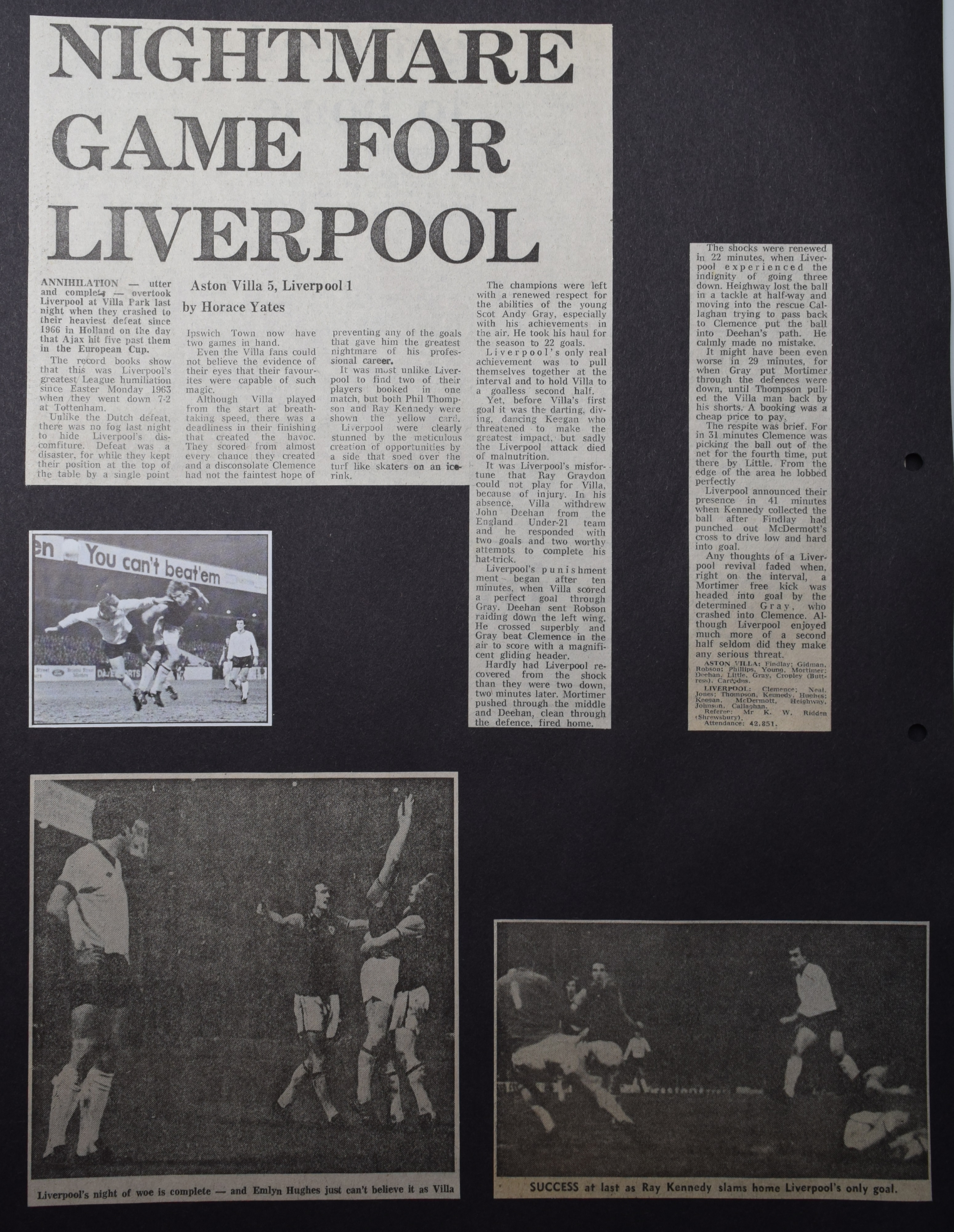 Aston villa 5 liverpool 1,Matchdetails From Aston Villa Liverpool Played On Wednesday 15 December 1976 Lfchistory Stats Galore For Liverpool Fc