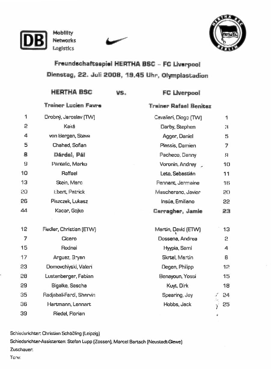 Teamsheet
