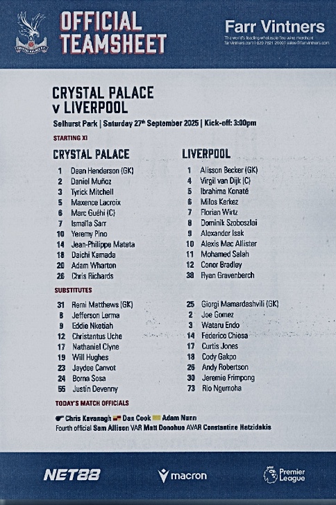 Teamsheet