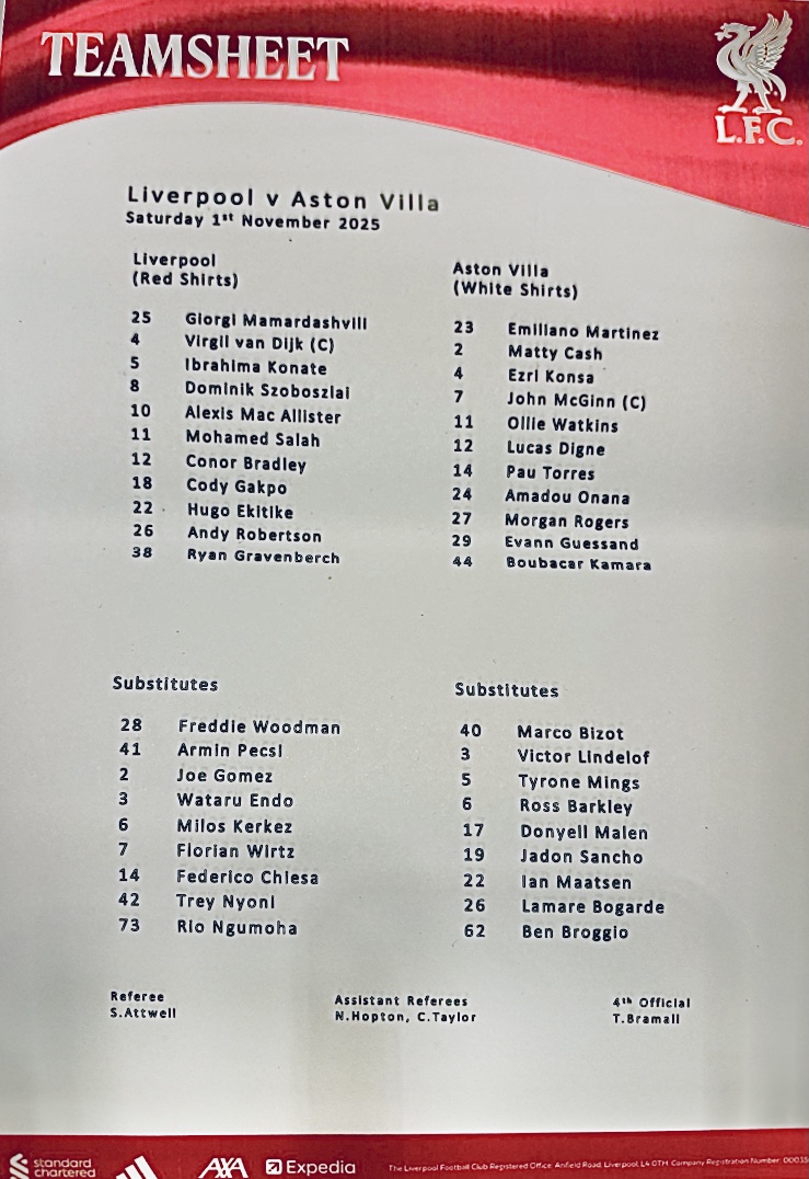 Teamsheet