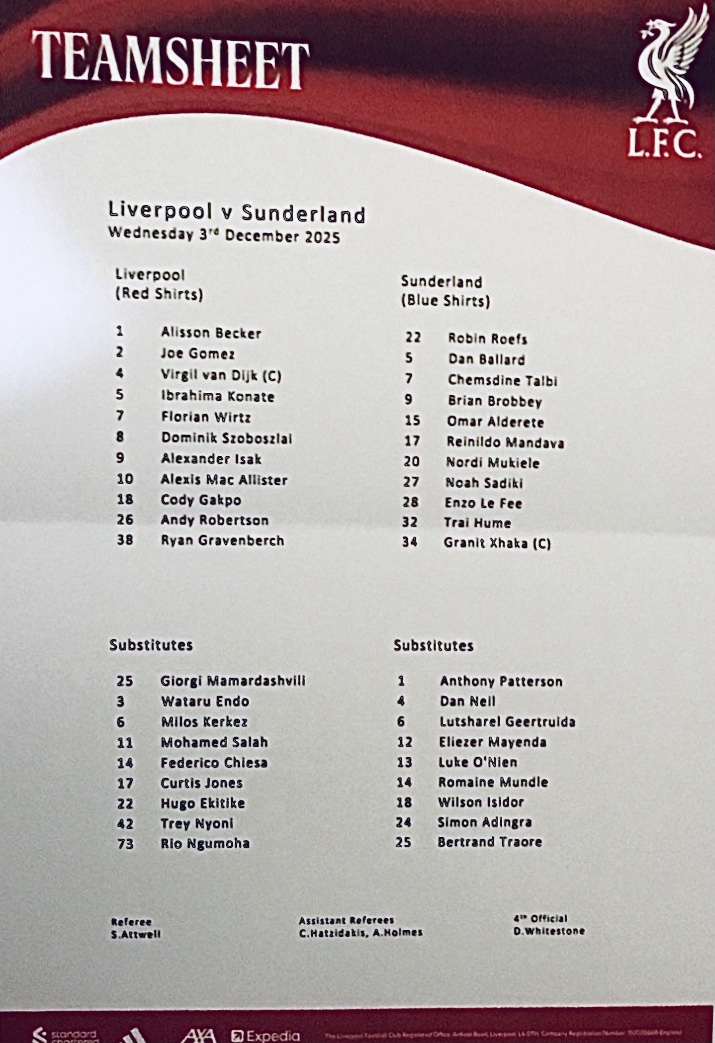 Teamsheet