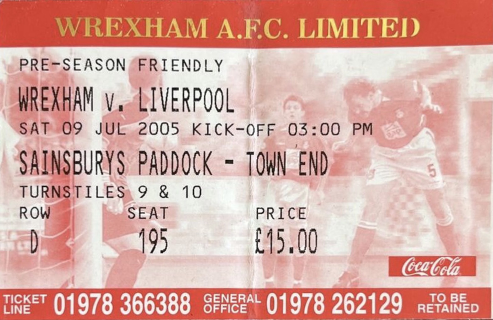 Matchdetails from Wrexham Liverpool played on Saturday 9 July 2005