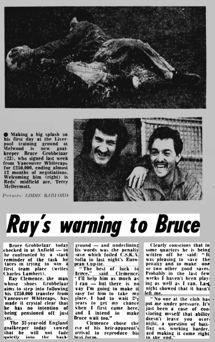 Ray Clemence's warning to Bruce - 19 March 1981 - Copyright Liverpool Echo