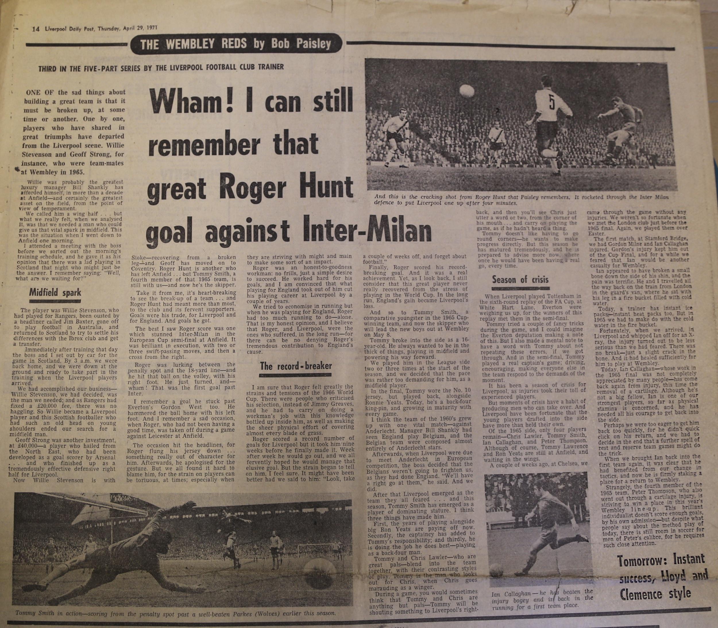 The late, great Sir Roger Hunt became a Liverpool player on this day in 1958