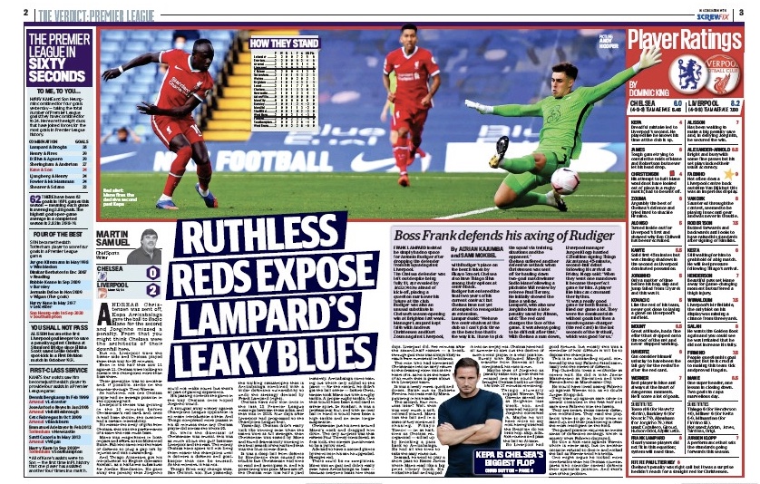 Matchdetails from Chelsea Liverpool played on Sunday 20 September