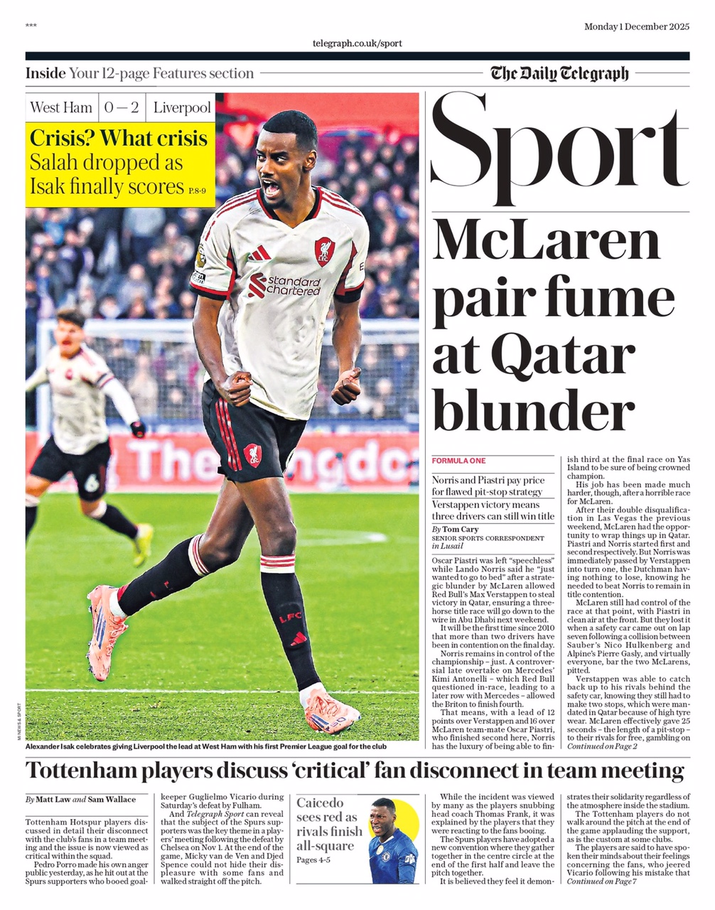 Daily Telegraph Backpage