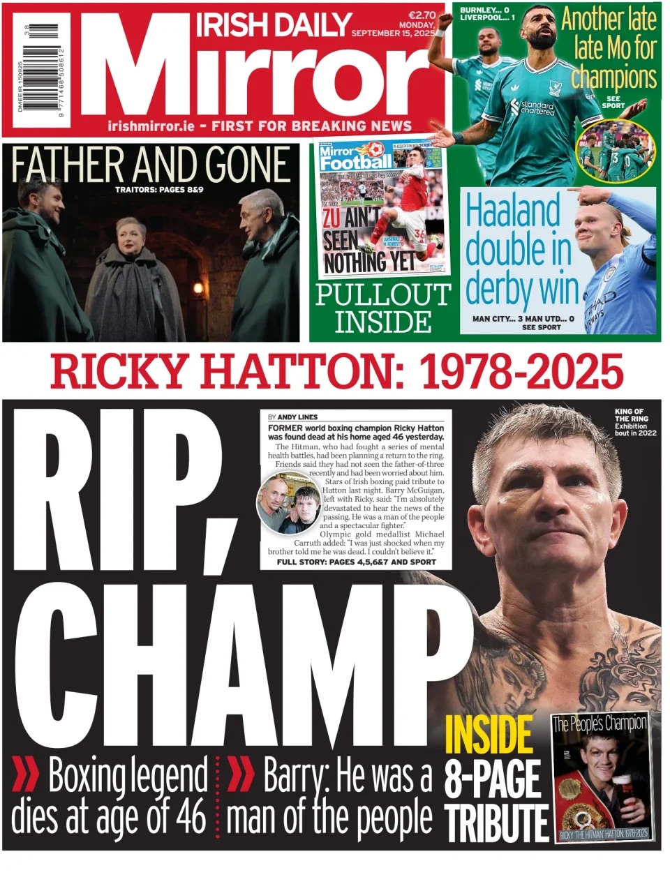 Irish Daily Mirror Frontpage