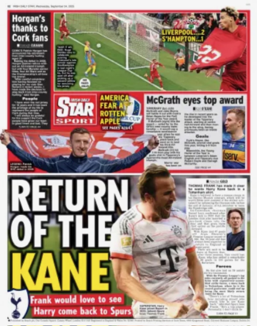 Irish Daily Star Backpage