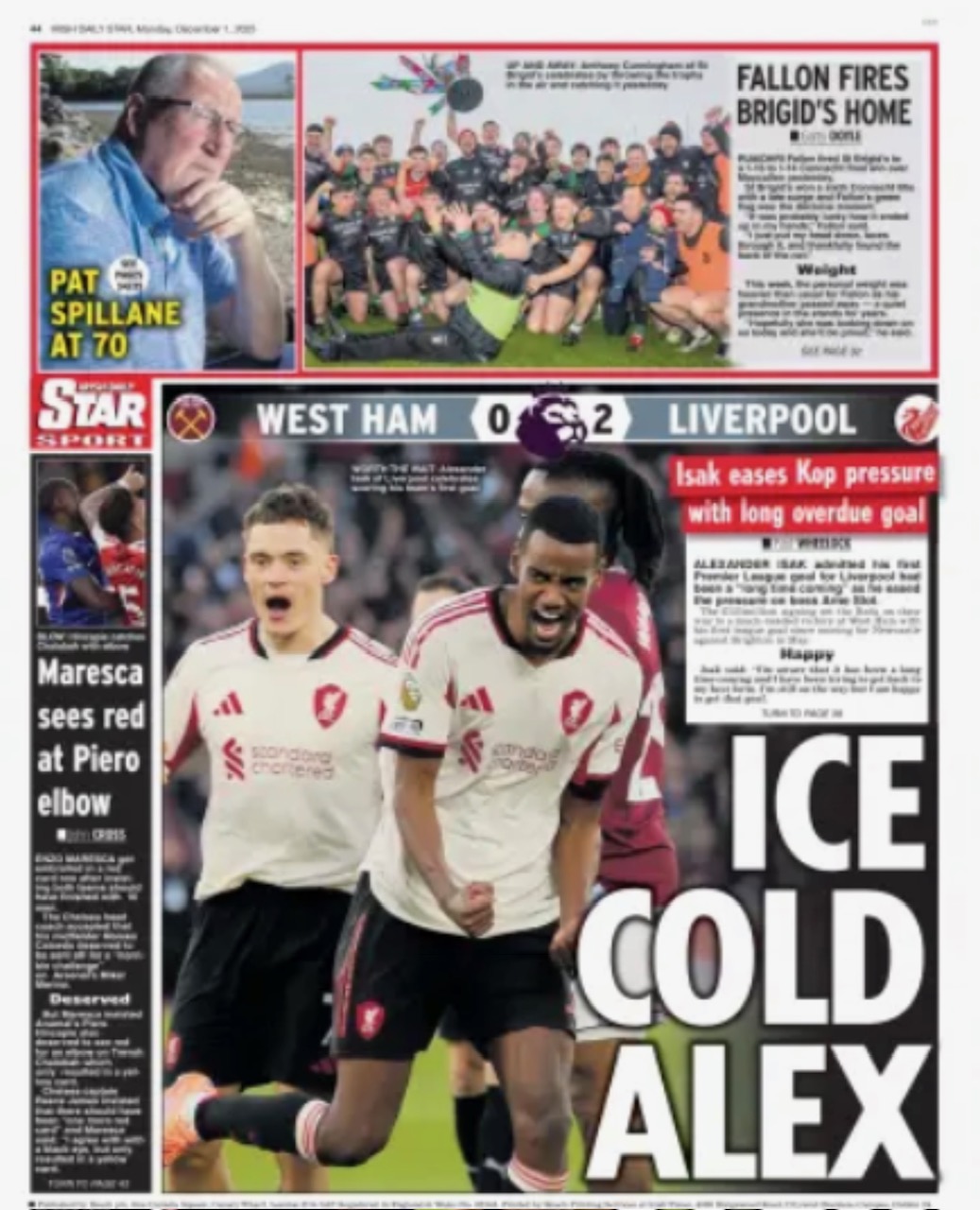 Irish Daily Star Backpage