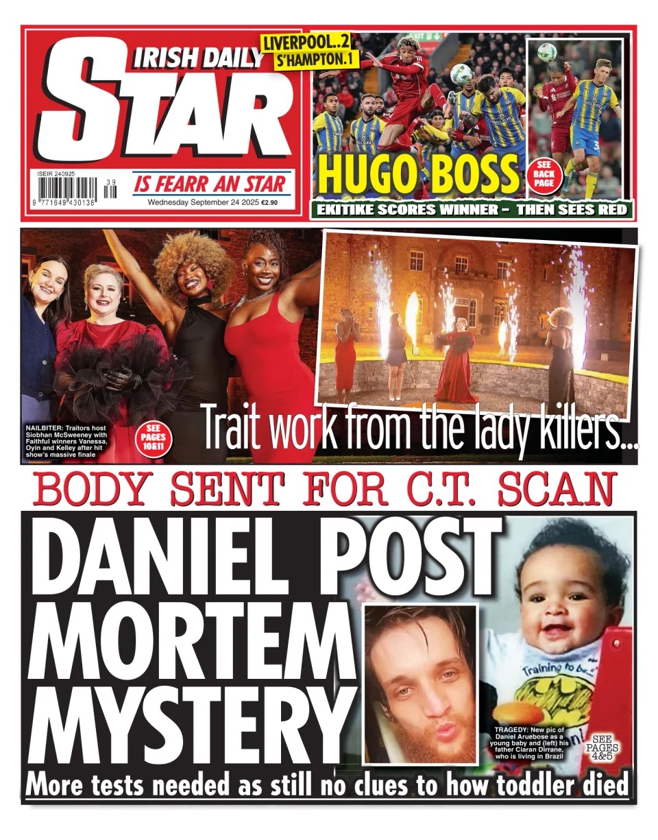 Irish Daily Star Frontpage