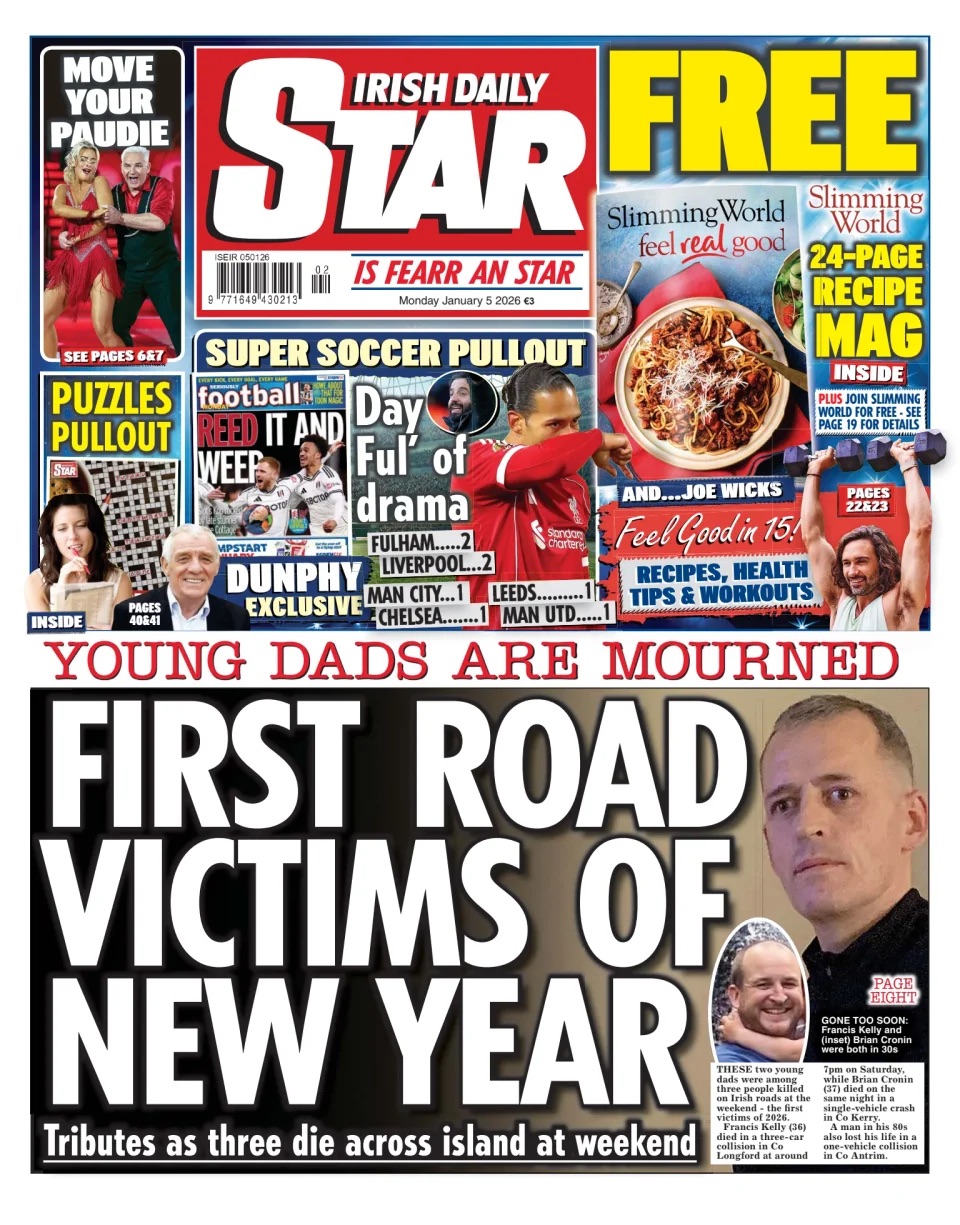 Irish Daily Star Frontpage