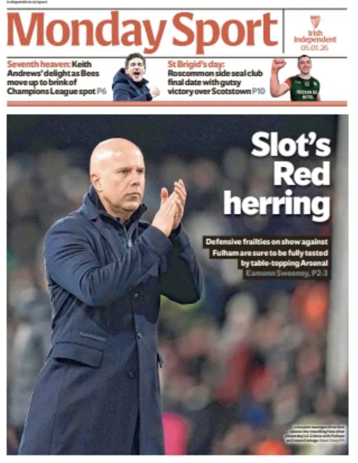 Irish Independent Monday Sport Cover