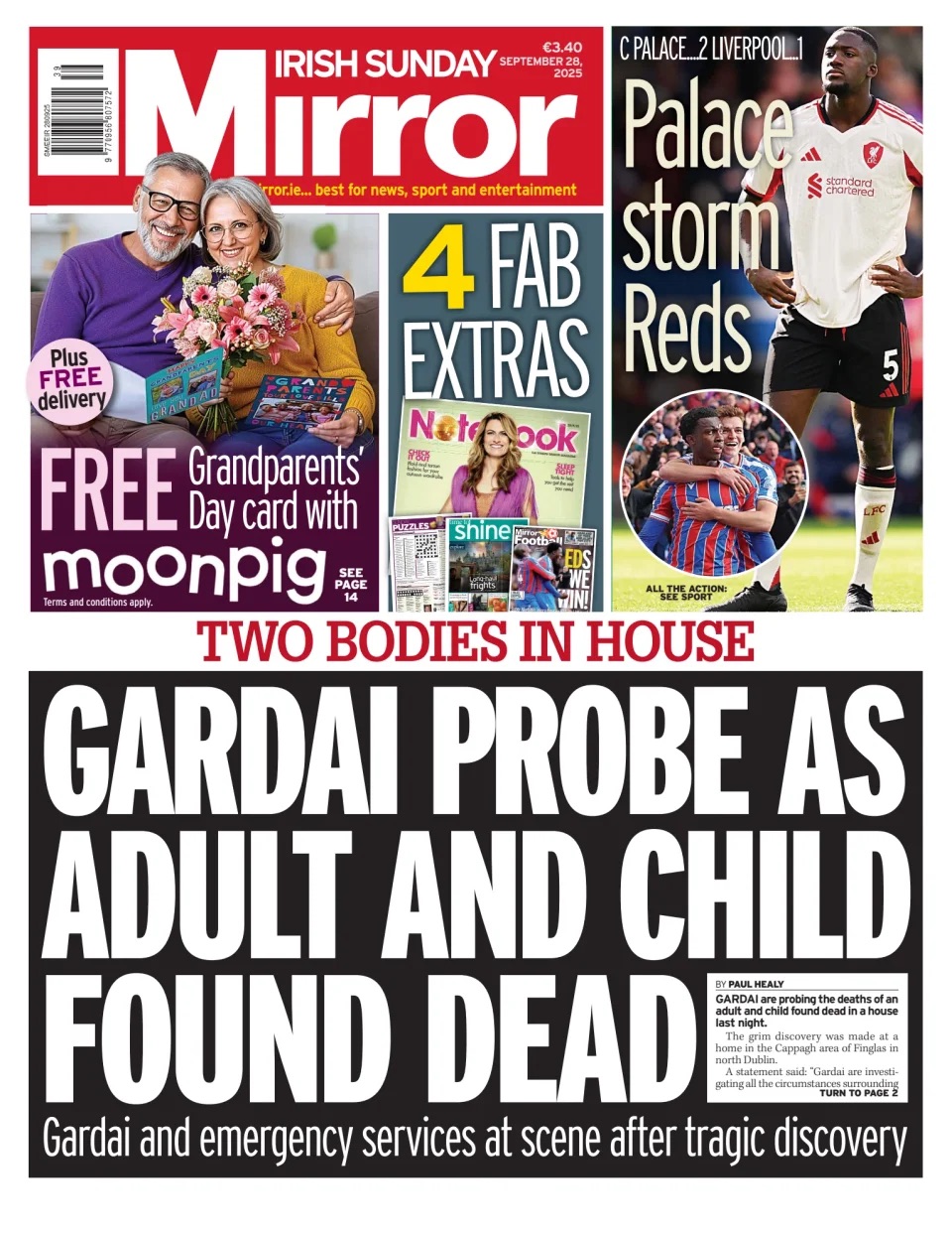 Irish Sunday Mirror Frontpage