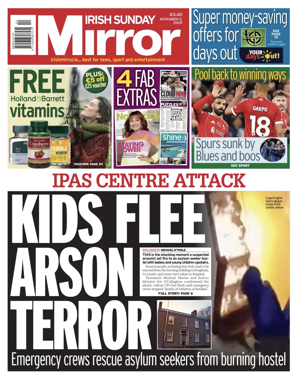Irish Sunday Mirror Frontpage