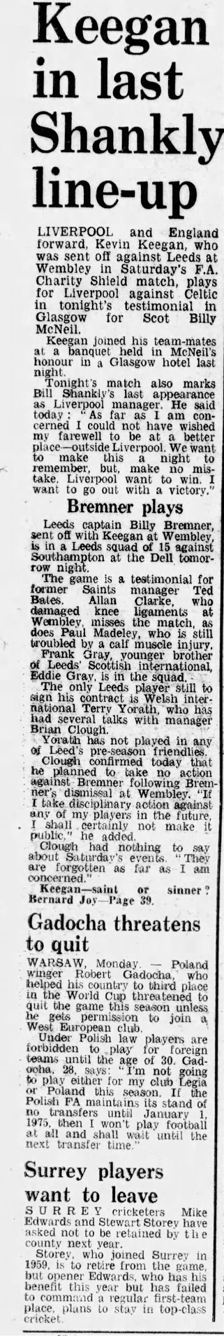 Keegan In Last Shankly LineUp