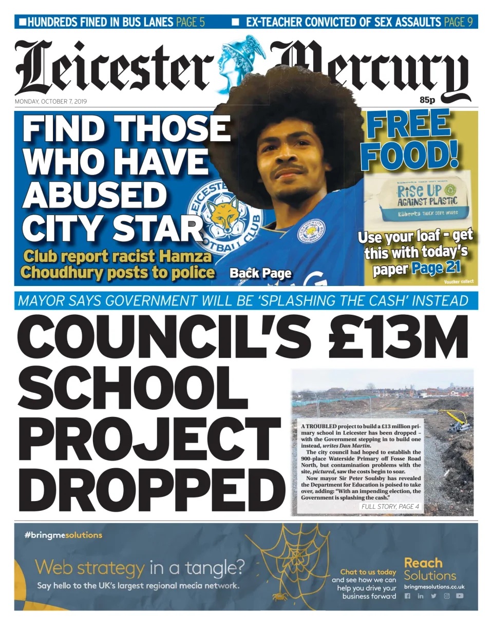 Leicester Mercury Frontpage