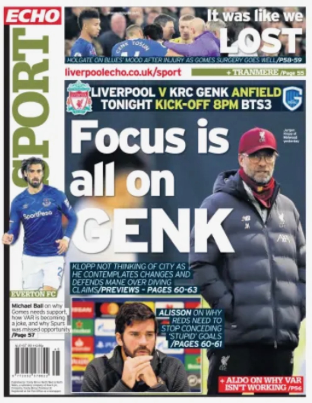 Liverpool Echo Backpage (Before match)