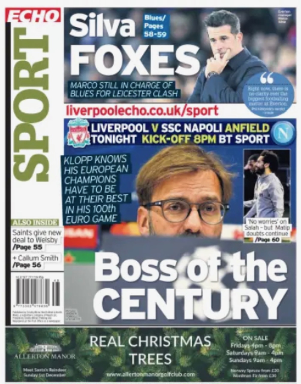 Liverpool Echo Backpage (Before match)