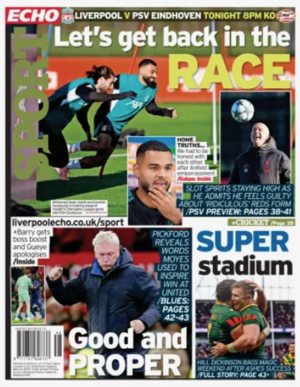 Liverpool Echo Backpage (Before match)