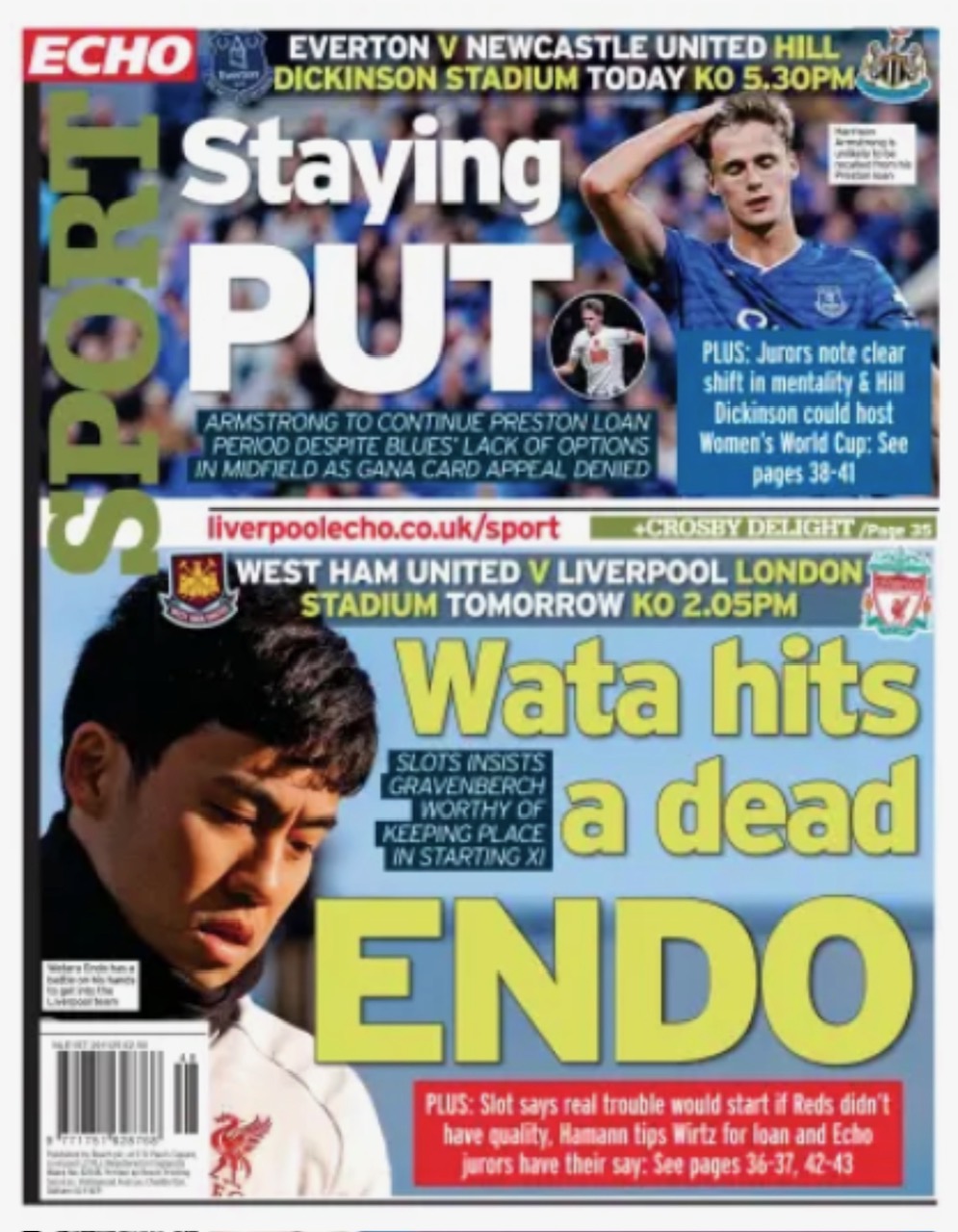 Liverpool Echo Backpage (Before match)