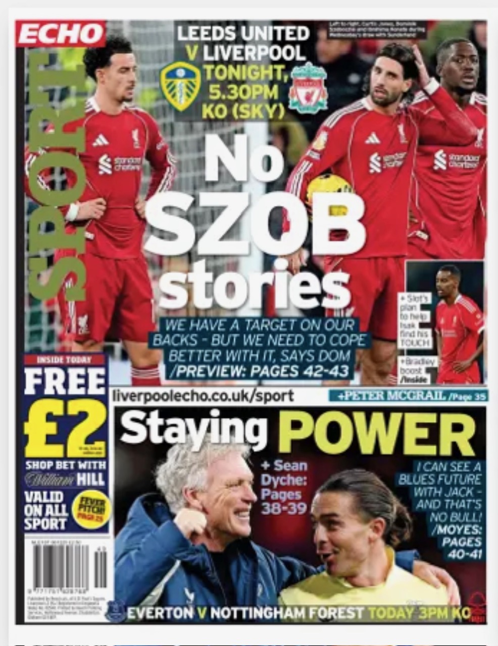 Liverpool Echo Backpage (Before match)