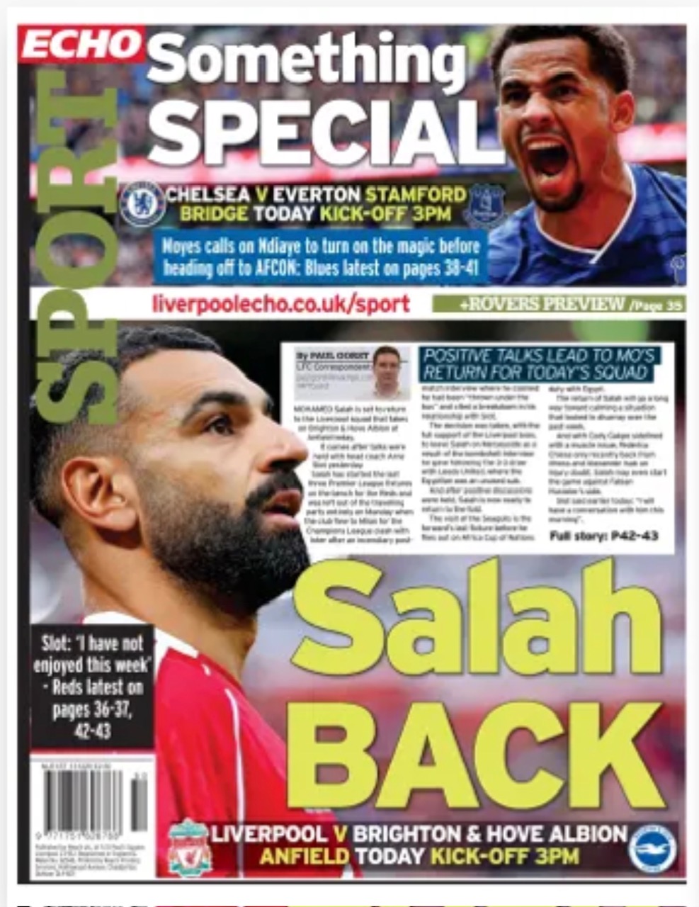 Liverpool Echo Backpage (Before match)