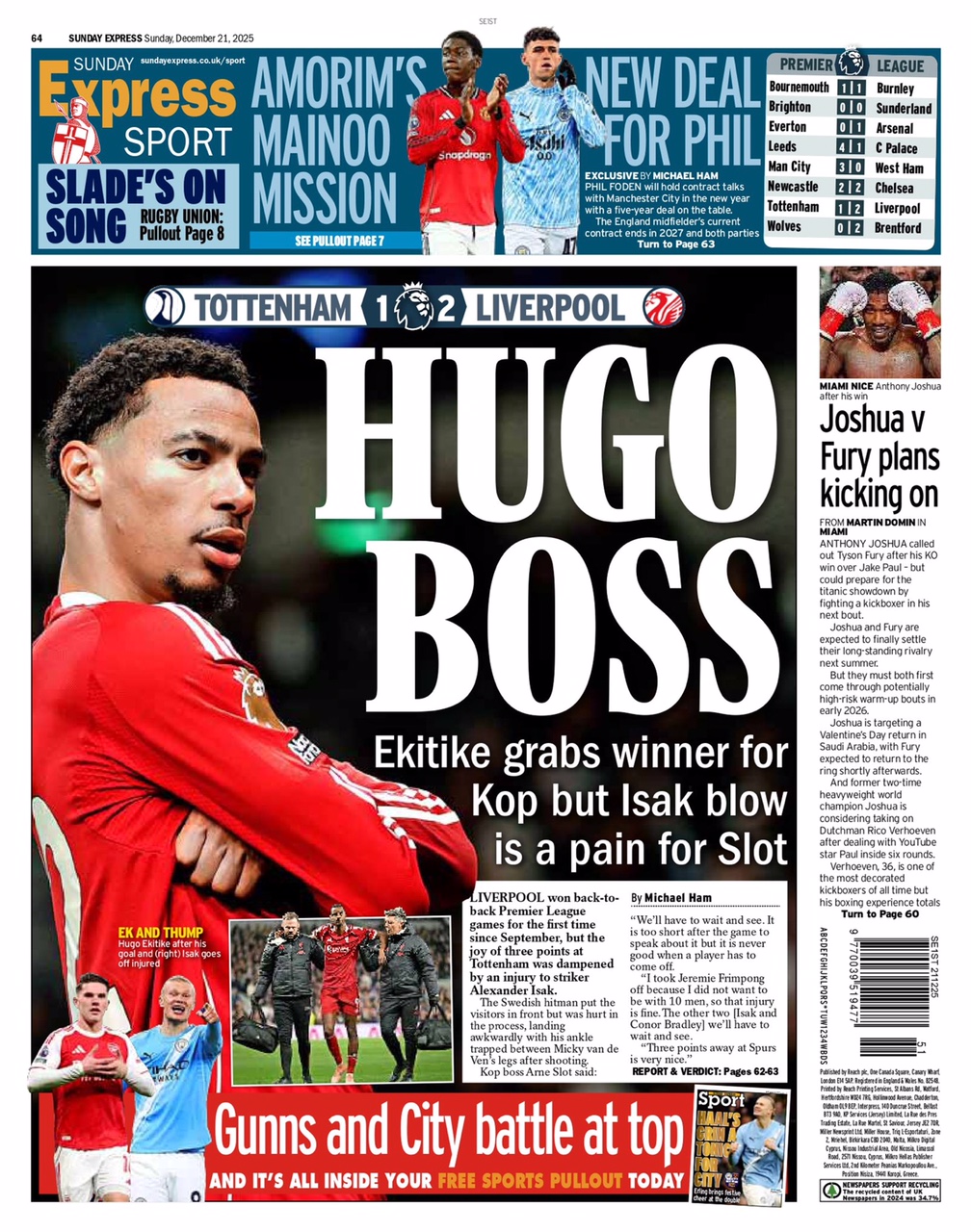 Liverpool Echo Backpage (Before match)