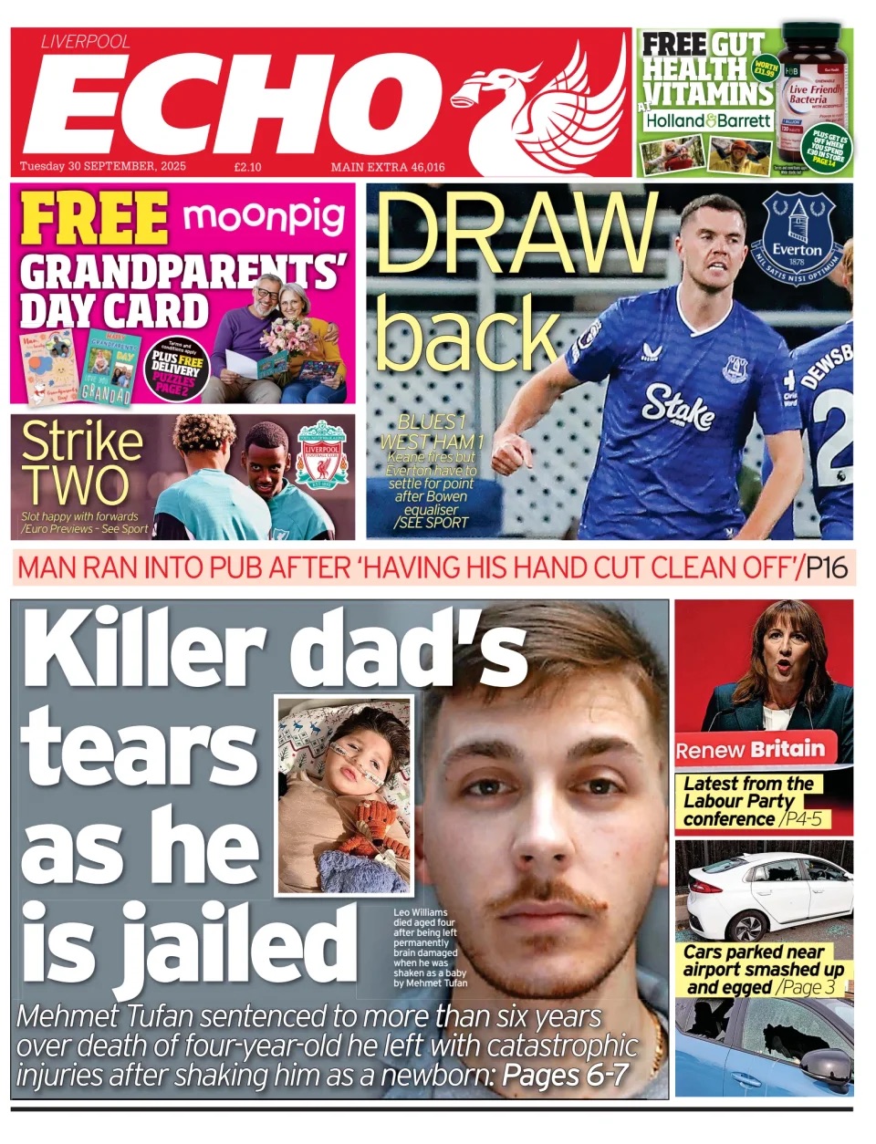 Liverpool Echo Frontpage (Before match)