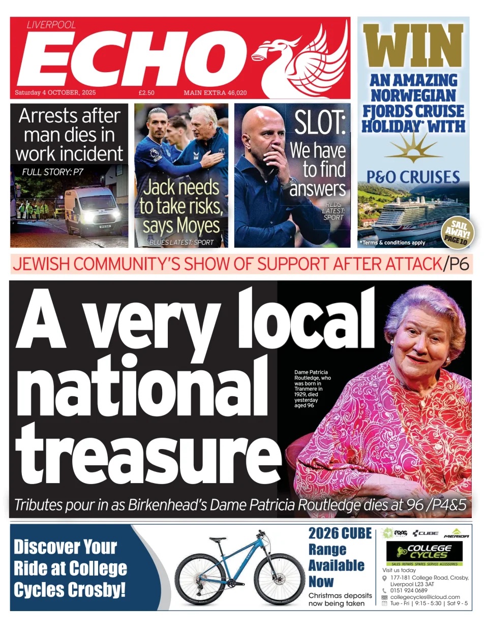 Liverpool Echo Frontpage (Before match)