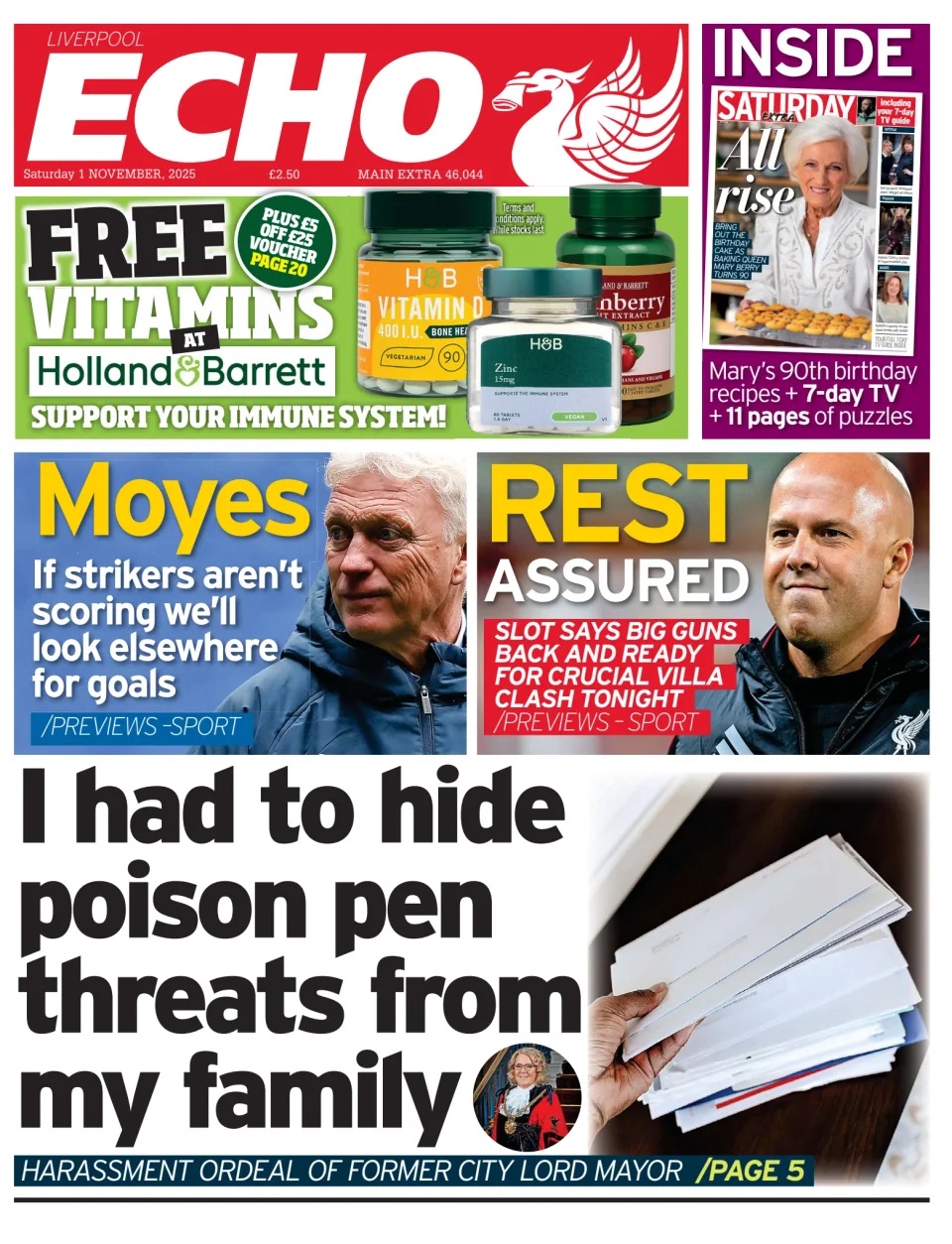 Liverpool Echo Frontpage (Before match)