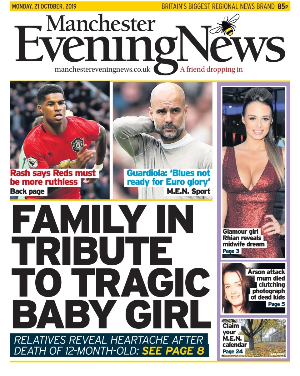 Manchester Evening News Frontpage