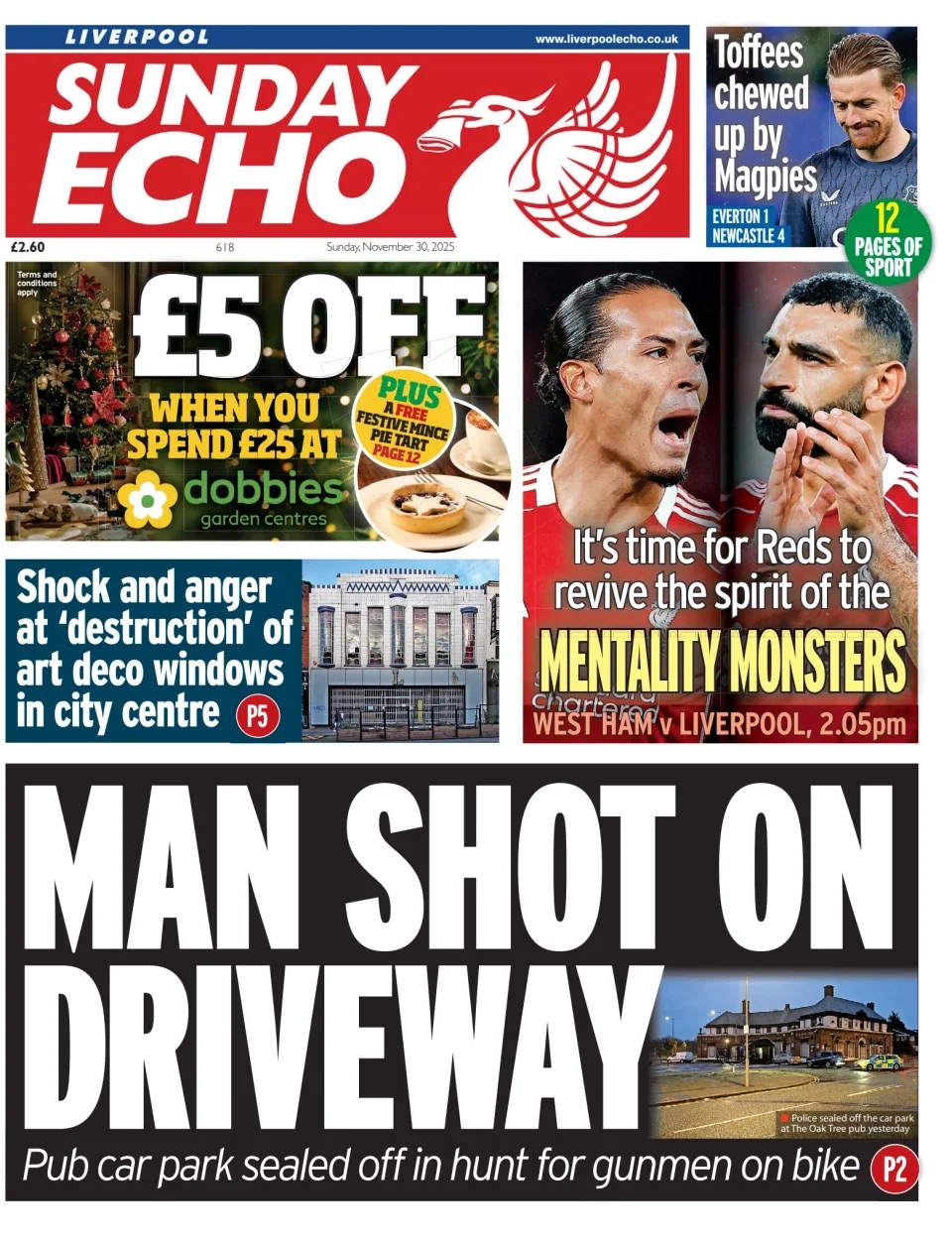 Sunday Echo Frontpage (Before match)