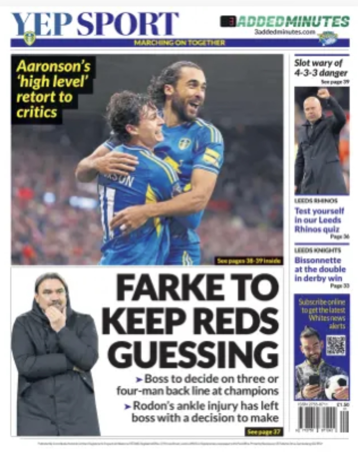 Yorkingshire Evening Post Backpage (Before match)