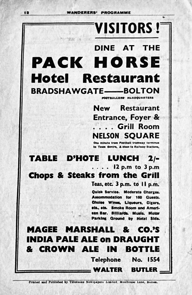 Match programme backcover