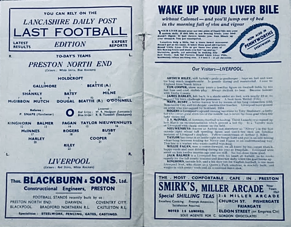 Match programme lineups