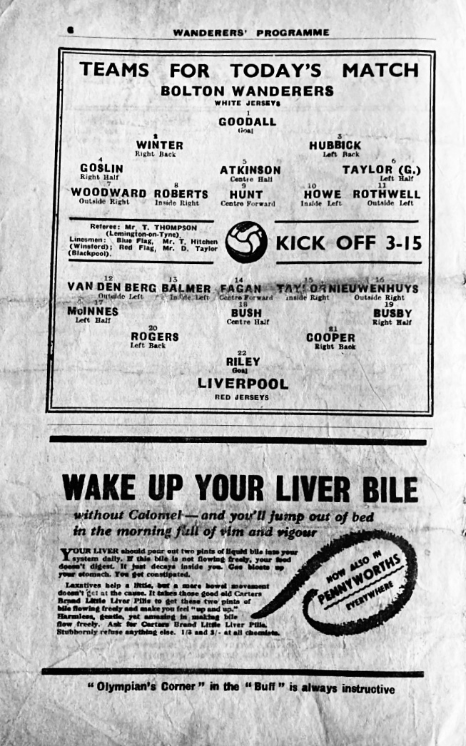 Match programme lineups