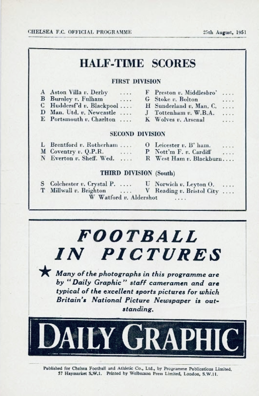 Match programme backcover