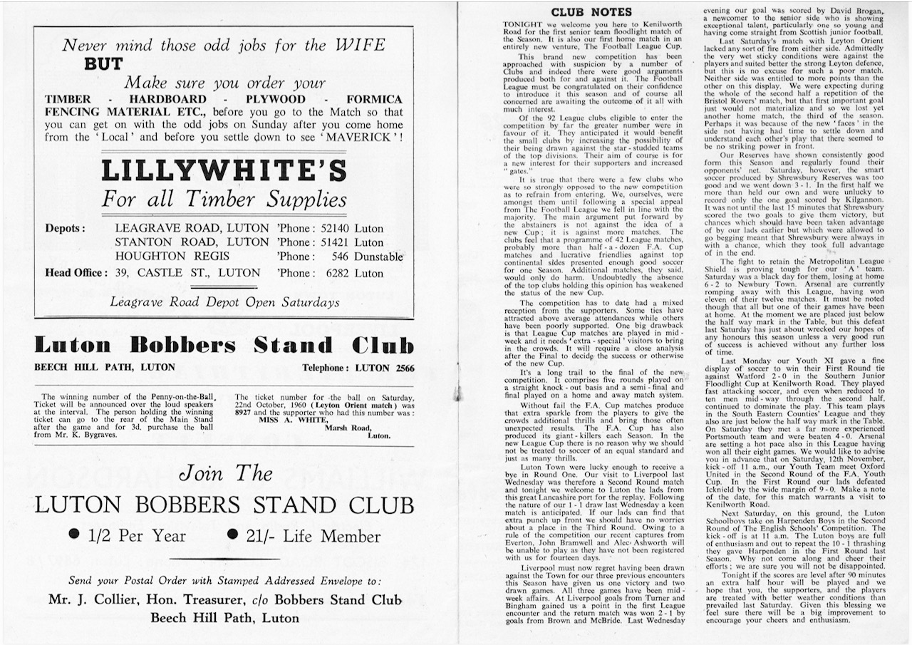 Match programme pages 2 & 3