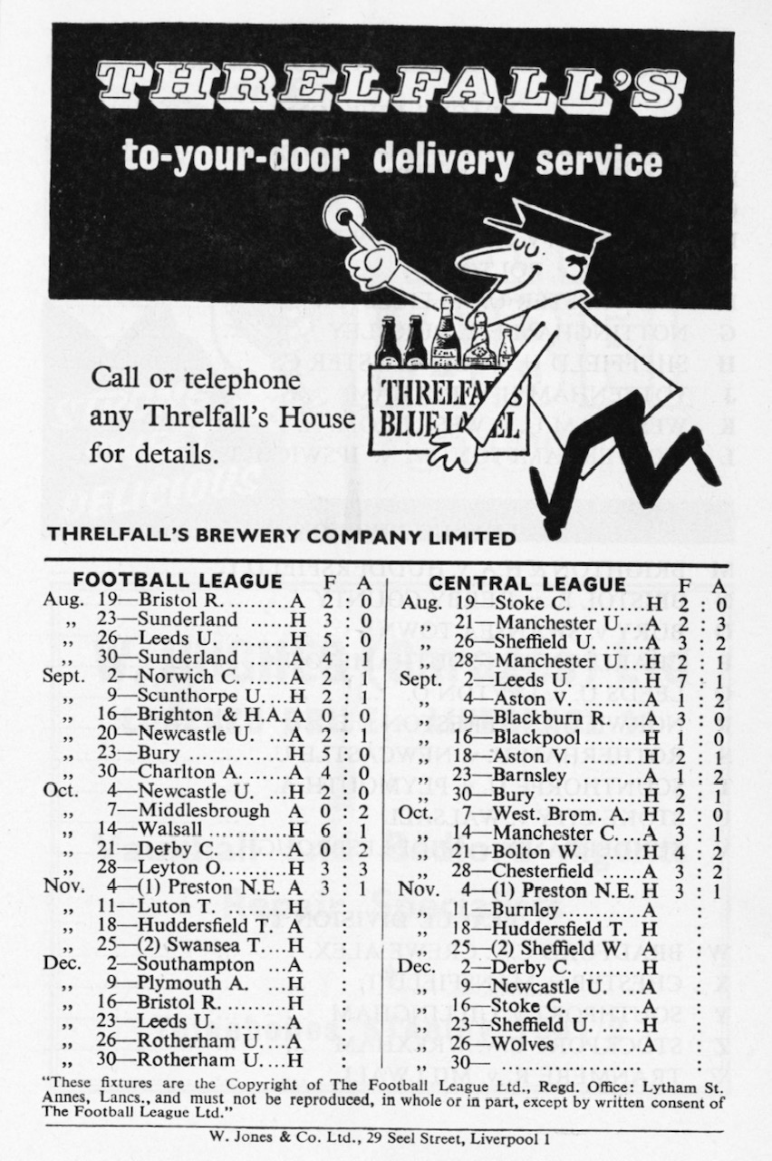 Match programme backcover