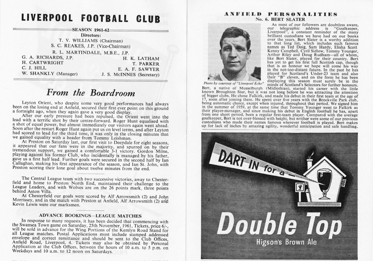 Match programme pages 2 & 3