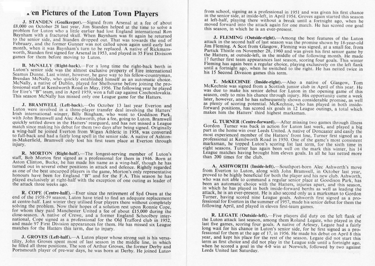 Match programme pages 4 & 5