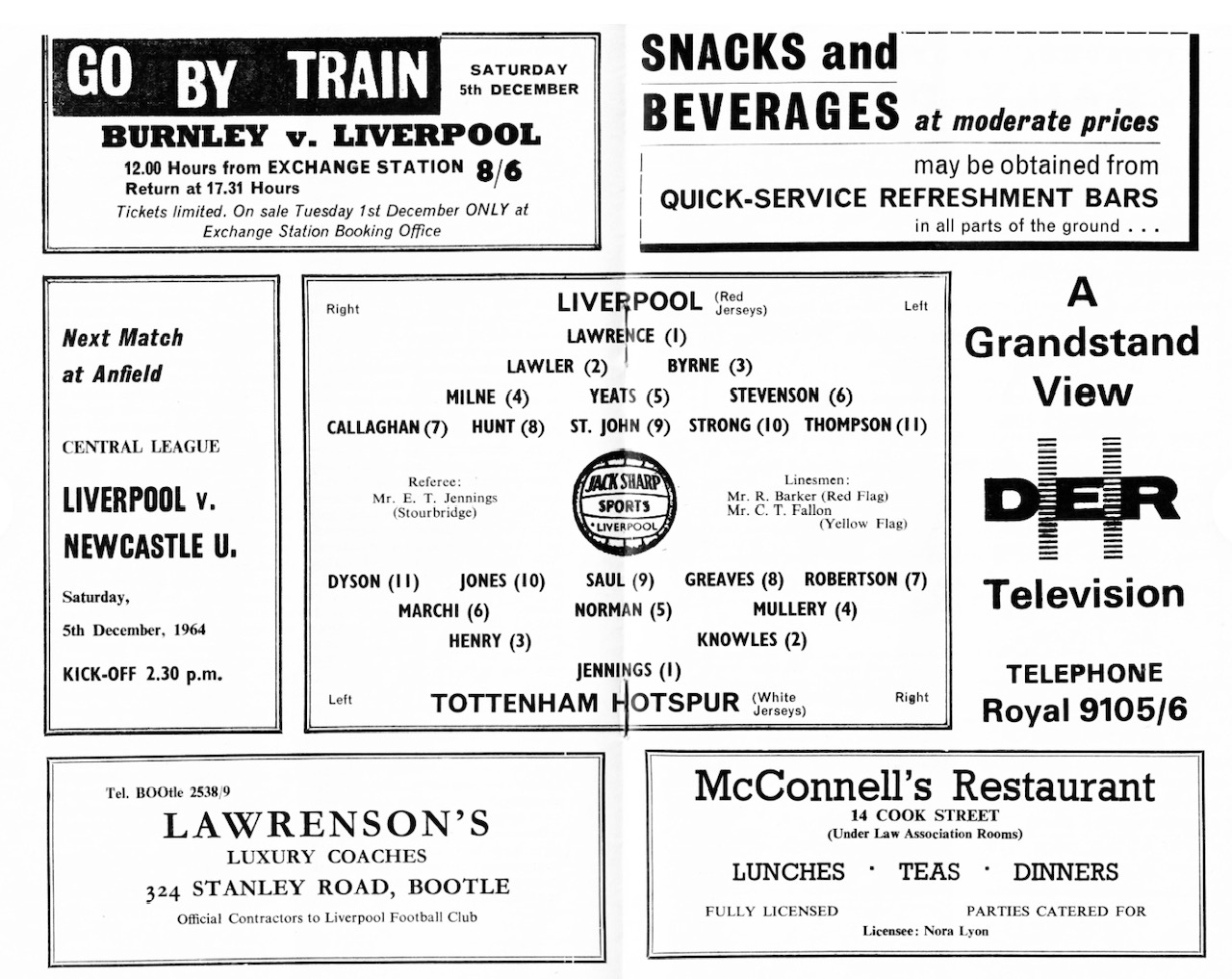 Match programme lineups