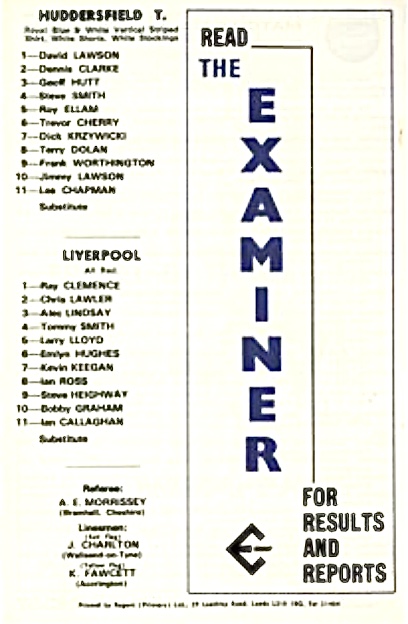 Match programme lineups