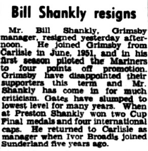 Bill Shankly Resigns - January 1954