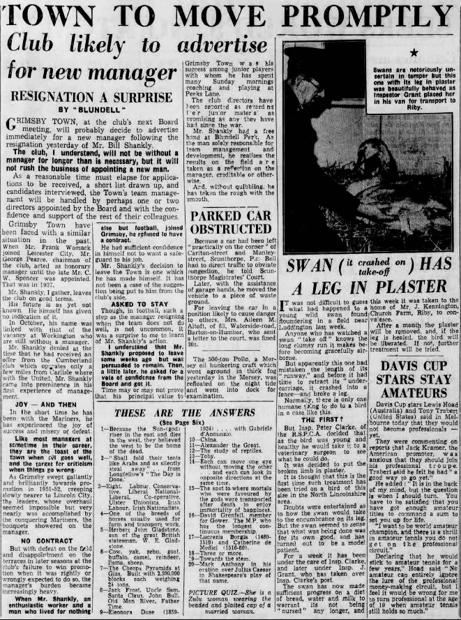 Grimby Manager Resigns - January 1954