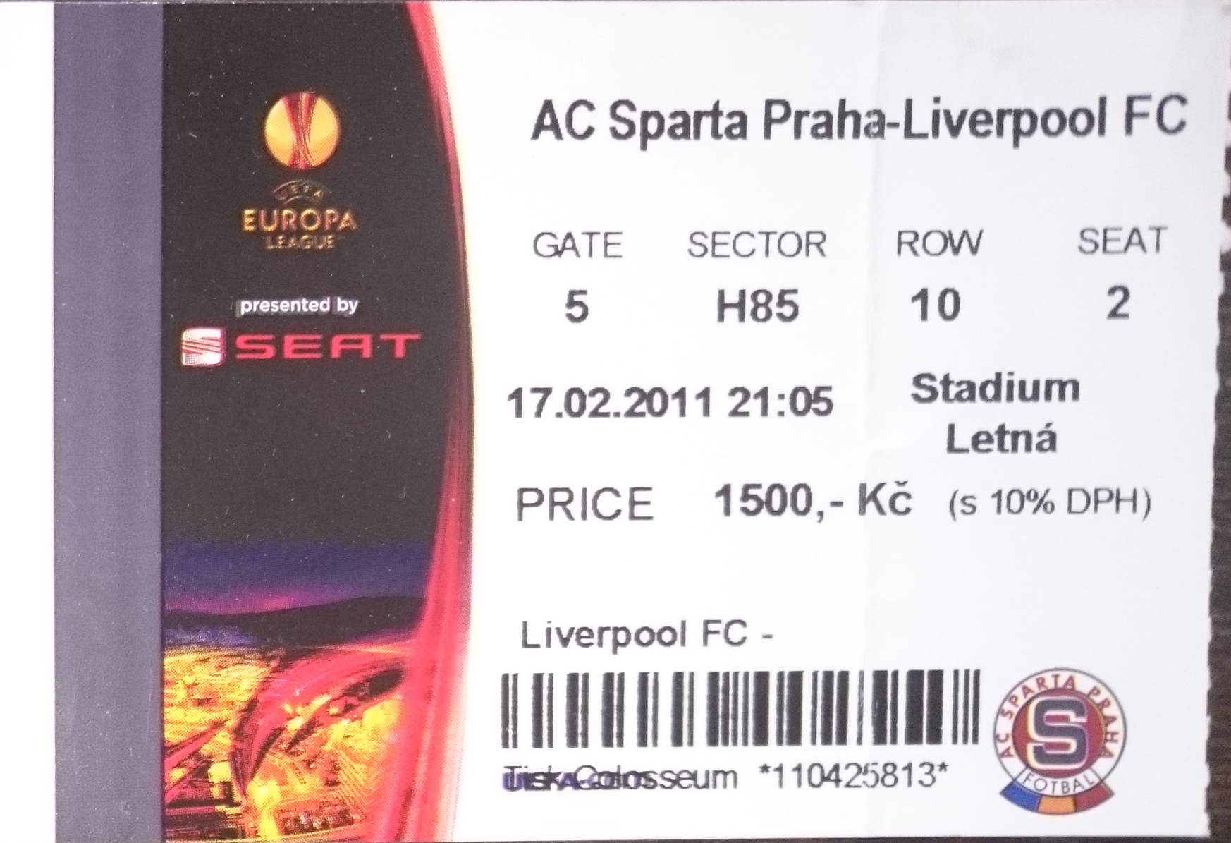 Matchdetails from Sparta Prague Liverpool played on Thursday 17 February 2011 LFChistory